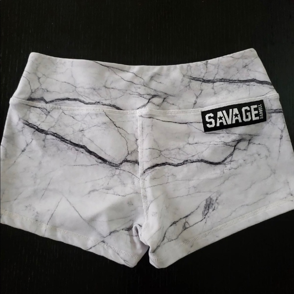 Savage Barbell White Marble Shorts